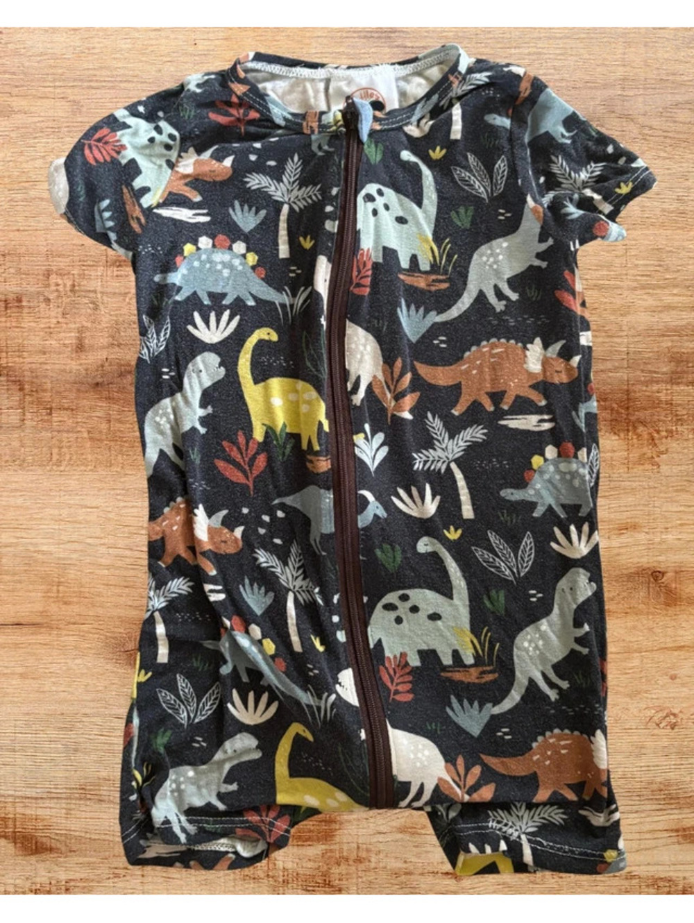Cuddles & Headbutts Bamboo Dino Romper 6-12M Baby Boy Blue Dinosaur